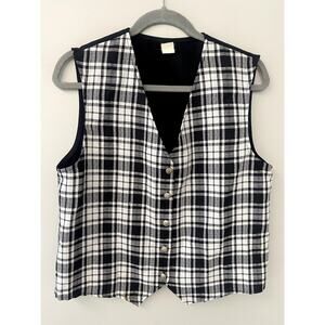 Vintage 90's Black and White Plaid Womens Vest Sz L